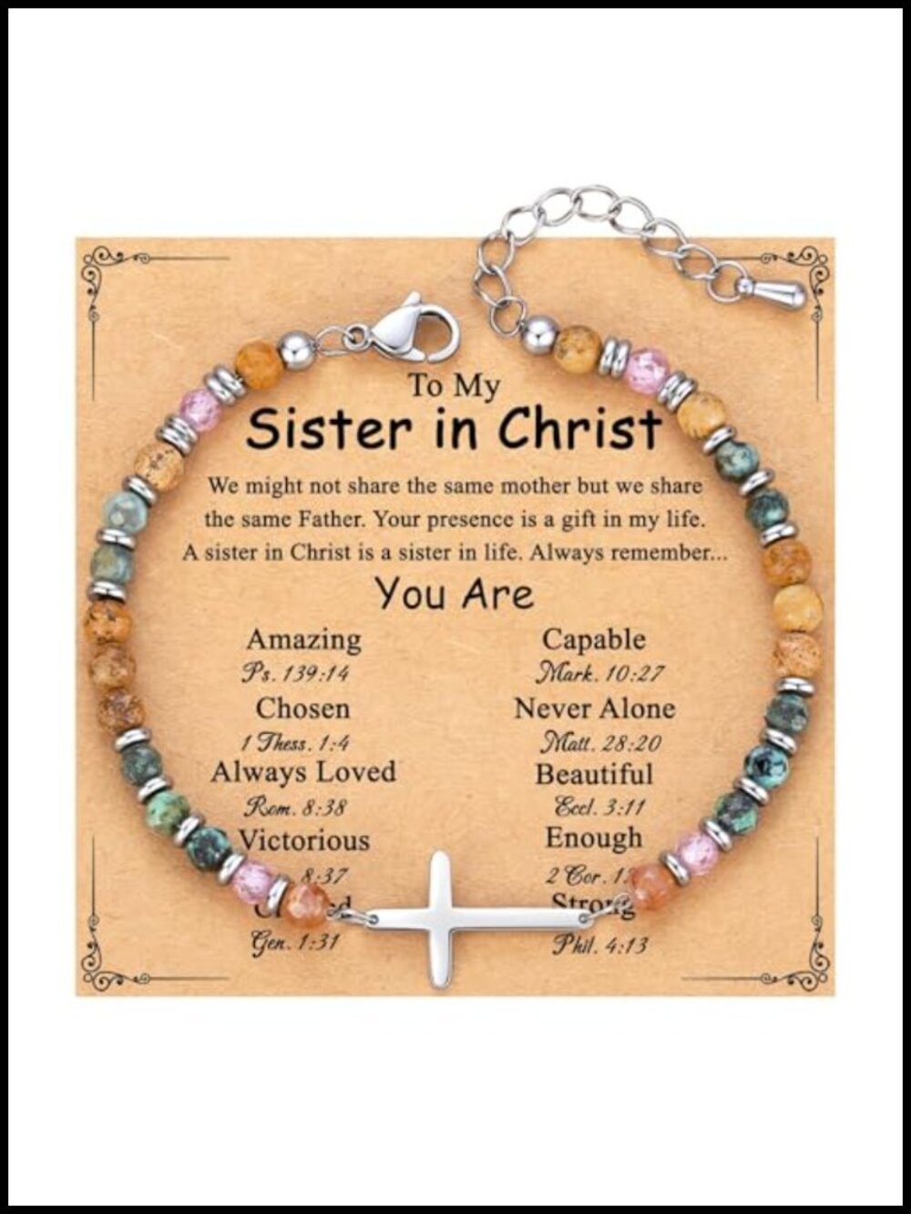 Cross Bracelet Women Stainless Steel Natural Stone Adjustable